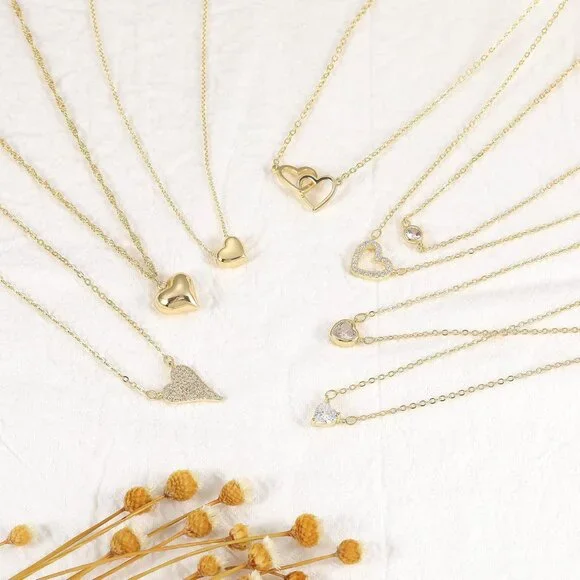 Gold Pendant Necklace for Women, Dainty Diamond Necklaces for Women Simple 14K G - Picture 6 of 6